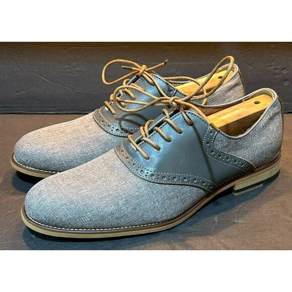 La Milano 'Augustin' Graystone Oxford Dress Saddle Shoes Men's Size 8 - Picture 1 of 10